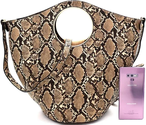 Vista 5 de Bolso bandolera con flecos de piel vegana con estampado de leopardo de serpiente