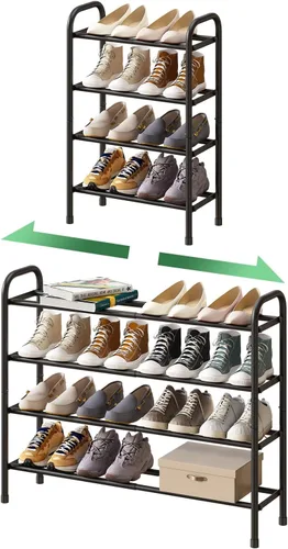 Vista 11 de kiplant Zapatero de 2 niveles para armario, organizador de zapatos de metal expandible, organizador de almacenamiento ajustable para zapatos