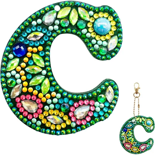 Vista 8 de YOYA Llaveros de Pintura de Diamantes de Doble Cara 5D Letras Kit de Llaveros de Pintura de Diamantes DIY Taladro Completo Arte de Diamantes