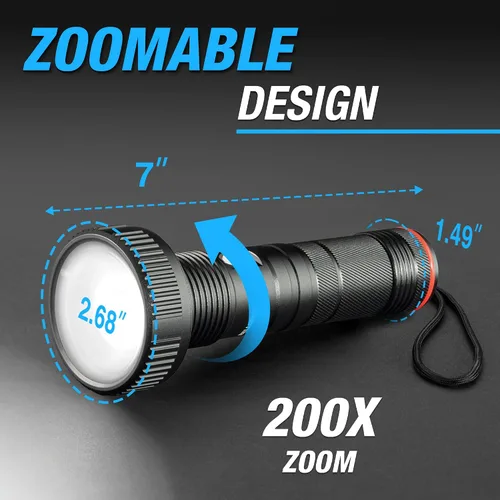 Vista 6 de Taclight Max Linterna LED Recargable – Alto Lumen, Ultra Brillante, Linterna – 7000 Kelvin Cree Linterna Táctica – Linternas Compactas para Camping