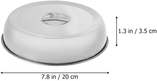 Vista 6 de Kichvoe Juego de 2 cubiertas de hilvanado de 7.8 pulgadas, de acero inoxidable, cúpulas de metal para queso, cúpula de plancha, cubierta
