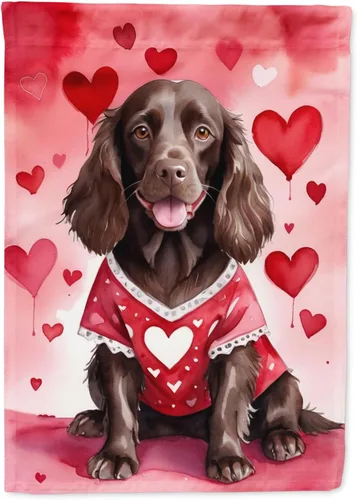 Vista 115 de Caroline's Treasures DAC5252GF Affenpinscher - Bandera de jardín con texto en inglés "My Valentine", bandera decorativa para patio exterior, patio