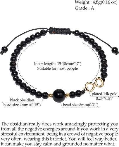 Vista 2 de Jewever Pulsera de cristal natural y piedras preciosas infinito para mujer, pulsera de amistad ajustable