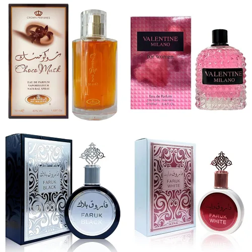 Vista 34 de AFLUXE Set de perfume para mujer, 4 piezas, colección Eau De Parfum de larga duración, almizcle Choco/Milano Mujer/6pm Rosa/7AM Fresh