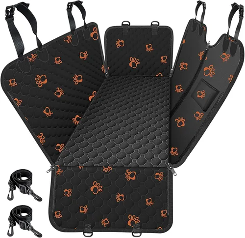 Vista 16 de Mancro Funda de asiento de automóvil para perro para asiento trasero, 2026 mejorada 600D, resistente, impermeable y resistente a los arañazos
