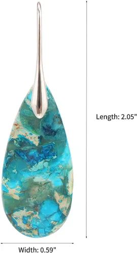 Vista 5 de Aretes colgantes de piedra curativa natural con piedra de nacimiento de cristal
