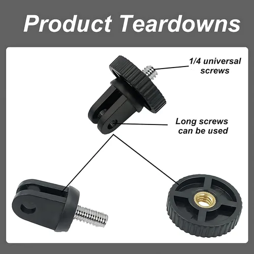 Vista 7 de Soporte de trípode de cámara para accesorio adaptador GoPro, 4 adaptadores de conversión de tornillo 1/4-20 para GoPro Hero12, Insta360 ONE Ace Pro