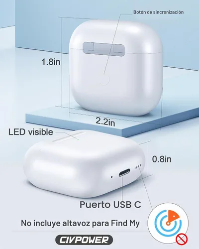 Vista 6 de CIVPOWER - Funda de carga compatible con AirPods 4/5, color blanco