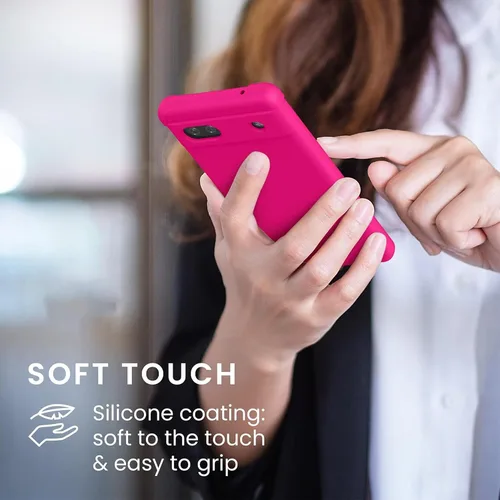 Vista 5 de KIOMY Funda de color rosa intenso neón para Google Pixel 6a a prueba de golpes, cubierta protectora de poliuretano termoplástico flexible, bisel