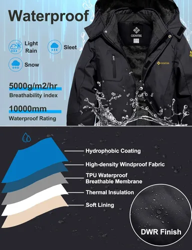 Vista 5 de Chaqueta de esquí impermeable para niño con capucha GEMYSE
