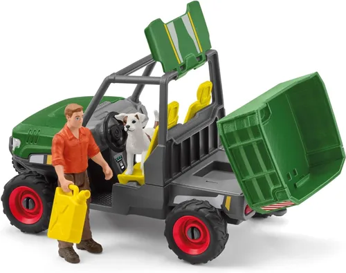 Vista 5 de Schleich Farm World - Juego de trabajo en el bosque con figura de acción, figura de perro, juguete de tractor y accesorios, juego imaginativo