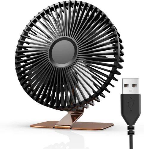 Vista 9 de SLENPET Ventilador de escritorio pequeño USB de 6 pulgadas, 4 velocidades, ultra silencioso, ajuste de 90° para una mejor refrigeración, mini Negro