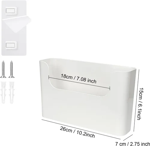 Vista 2 de Archivo de pared Soporte de pared de plástico blanco para oficina y aula Wall File Organizer, White Plastic Magazine Holder Rack, Wall Pocket for
