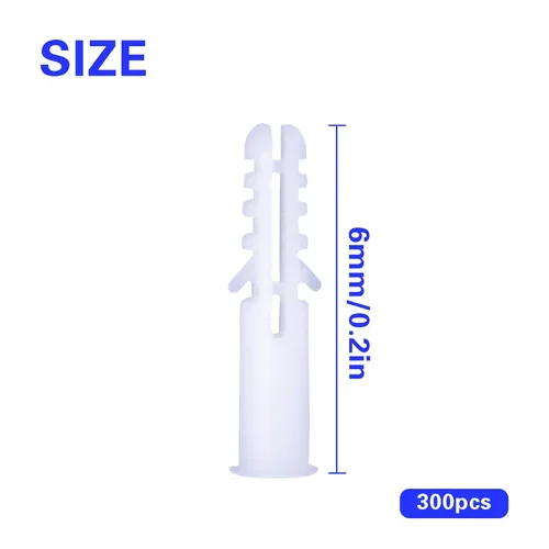 Vista 5 de 300 piezas S4 (0.157 in) Kit de anclaje de expansión con broca de 0.236 in – Anclajes acanalados de plástico para paneles de yeso