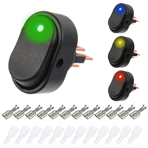 Vista 8 de Interruptor basculante LED impermeable de 12 V 30 A SPST de 3 pines y 2 posiciones para automóvil, camión, RV, motocicleta, barco, control marino