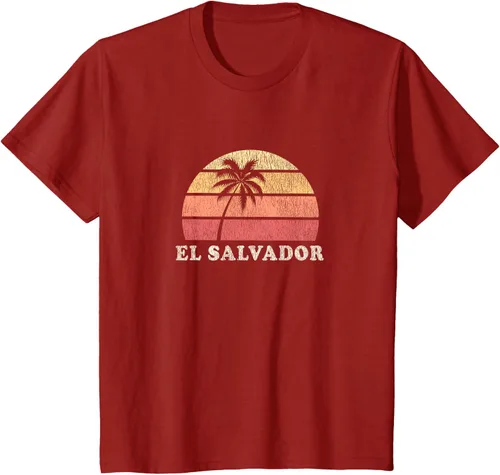 Vista 65 de El Salvador Vintage 70s Retro Throwback Design Camiseta, Azul