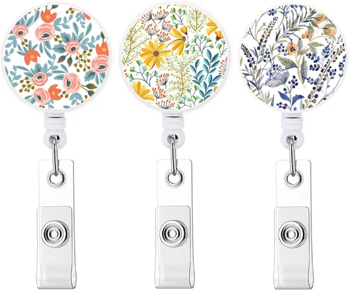 Vista 14 de Carrete retráctil para tarjetas de identificación con clip de cocodrilo resistente para nombre de enfermera, carrete decorativo para tarjetas