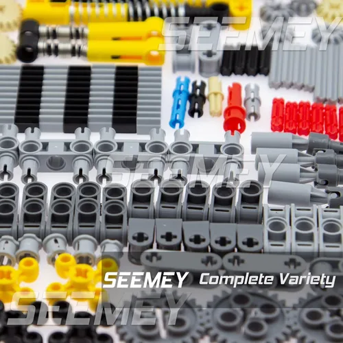 Vista 4 de SEEMEY 855 piezas MOC de repuesto STEM, engranajes de automóviles, ejes de ruedas, conectores de bloques de construcción, accesorios de piezas