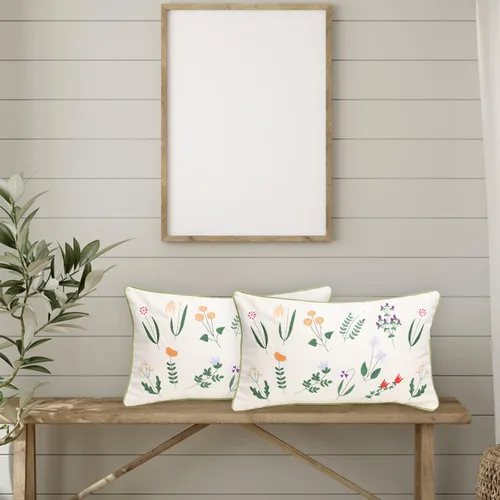 Vista 5 de Juego de 2 fundas de almohada decorativas modernas, abstractas, fundas de cojín de algodón suave y lino de 12 x 20 pulgadas