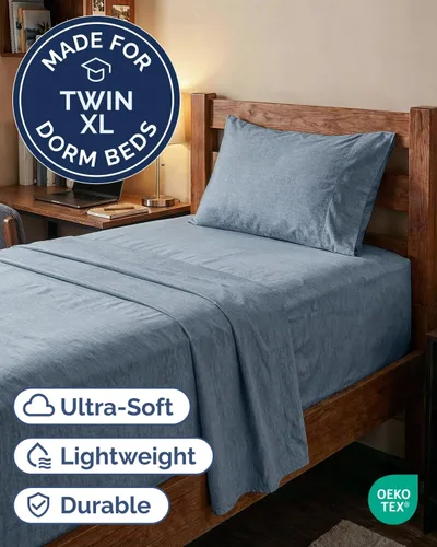 Vista 650 de Extra Deep Twin XL Sheet Set - 3 Piece College Dorm Room - White 01-Blanco