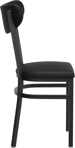 Vista 8 de Flash Furniture Wright - Juego de 2 sillas de comedor comerciales, respaldo de vinilo negro, asiento de vinilo negro, 500 libras, marco de acero