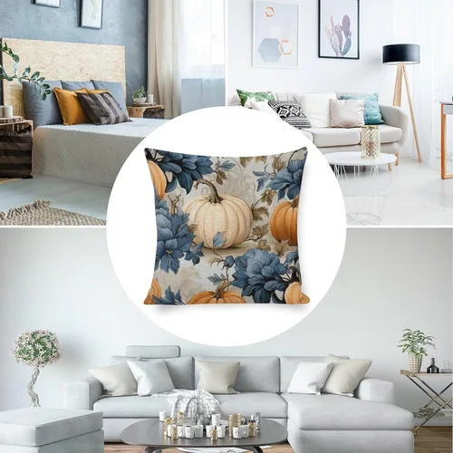 Vista 5 de Fundas de almohada decorativas con diseño de calabaza blanca en acuarela para sofá, muebles de patio, decoración del hogar, 16 x 16 pulgadas