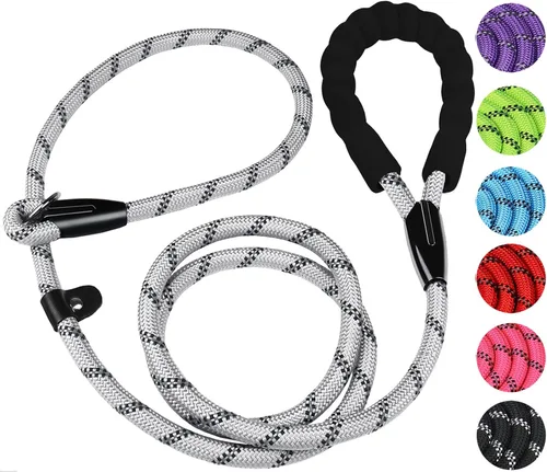 Vista 10 de Correa para perro de 3.9 pies, duradera, de alta calidad, resistente, con mango acolchado cómodo e hilos altamente reflectantes para perros Negro