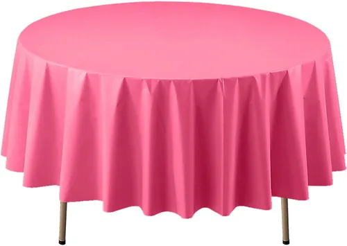 Vista 31 de Party Essentials Mantel redondo de plástico desechable de 84 pulgadas, 3 unidades, color negro