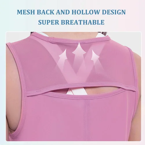 Vista 4 de Camisetas sin mangas para mujer, para yoga, entrenamiento, fitness, culturismo, chaleco recortado, atlético, sin mangas