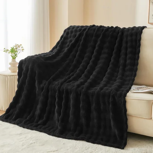 Vista 52 de NEWCOSPLAY Manta para Sofá Aqua Súper Suave de Franela Polar 3D Burbuja Ligera Manta de Cama para Uso en Todas las Estaciones (Aqua, Throw(50"x60"))