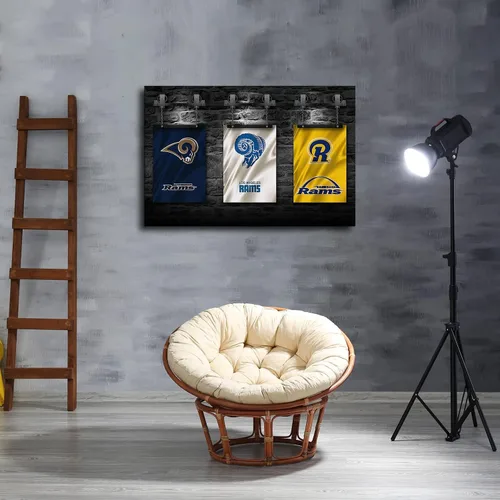 Vista 4 de Póster de fútbol americano de Los Angeles City Rams en lienzo impreso para decoración de pared, arte de sala de estar, póster para dormitorio, sala
