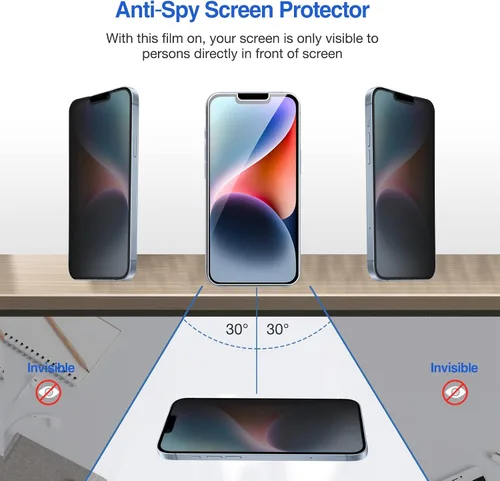 Vista 8 de ProCase Paquete de 2 protectores de pantalla de privacidad para iPhone 17e, 16e, 14, 13, 13 Pro
