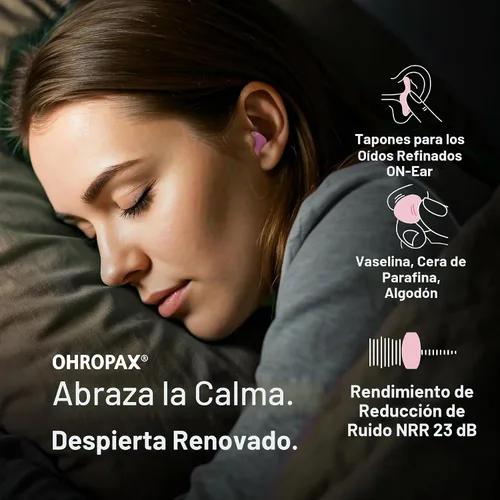 Vista 4 de Ohropax - Tapones reutilizables de cera y algodón (12 tapones en total), tapones para los oídos para dormir con cancelación de ruido, natación