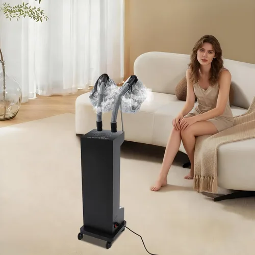 Vista 4 de DNYSYSJ Secador de pelo con capucha, soporte profesional para secador de pelo con 5 modos y temporizador ajustable, capó de salón con capucha y Negro