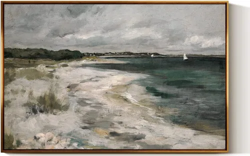 Vista 60 de InSimSea Arte de Pared en Lienzo Vintage con Marco Dorado Dama del Siglo XVII en Vestido Blanco Tono Oscuro 12 x 16 pulgadas, Retrato Melancólico