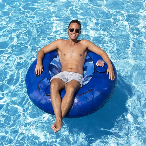 Vista 4 de Tubo inflable de camuflaje azul para piscina con portavasos - 54