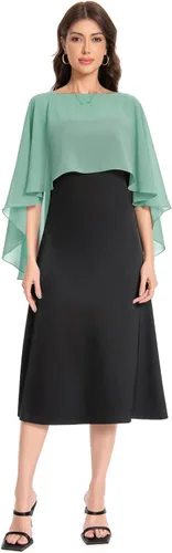 Vista 7 de Baoqiya Women's Shawls and Wraps for Evening Dresses Chiffon Cape verde ( Bean Green )