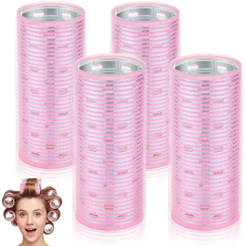 Vista 14 de WILLBOND 4 rodillos de pelo largos para flequillo, rizadores de núcleo de aluminio, rodillo térmico de autoagarre para cabello largo y mediano, Negro