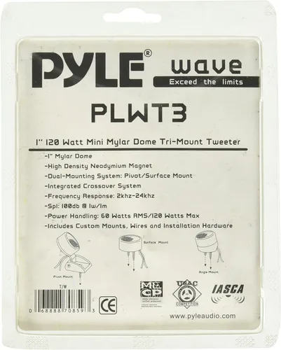 Vista 2 de PYLE PLWT3 - Tweeter de triple montaje de cúpula Mylar de 1 pulgada y 120 vatios