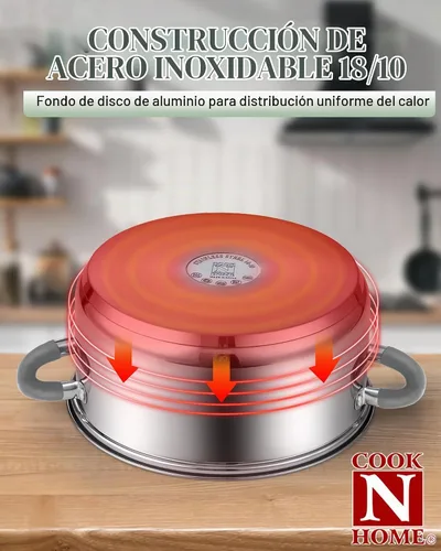 Vista 9 de Cook N Home Basics - Juego de utensilios de cocina de acero inoxidable Mango de silicona gris