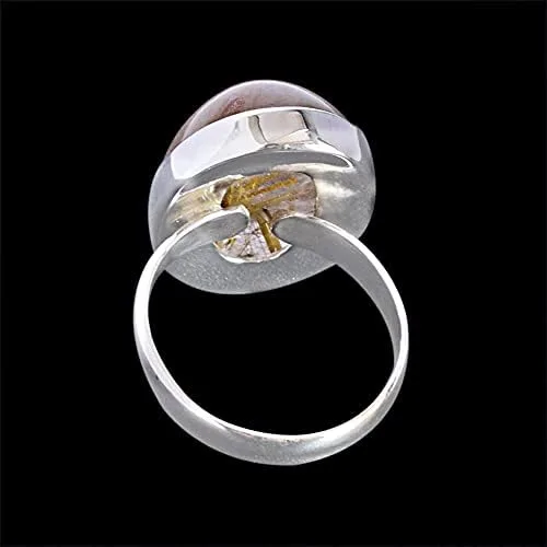 Vista 5 de Ravishing Impressions Anillo de plata de ley 925 con piedras preciosas de rutilo de oro, joyería de diseño increíble para mujer