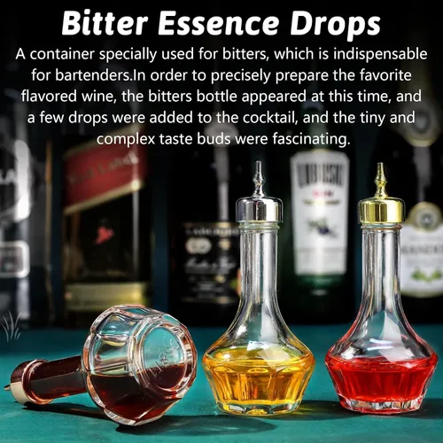 Vista 4 de SuproBarware Bitters - Juego de botellas de vidrio con tablero superior de 1.7 onzas, herramienta profesional de barra para cóctel, ideal