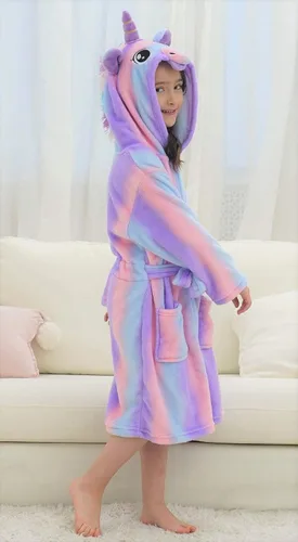 Vista 3 de Doctor Unicorn - Bata de baño suave con capucha de unicornio, ropa de dormir - Regalo de unicornio para niñas