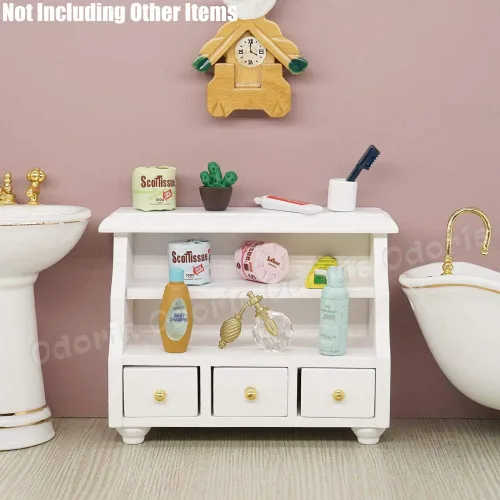 Vista 7 de Odoria 1/12 Mueble de baño en miniatura Accesorios para muebles de casa de muñecas