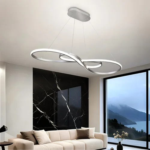 Vista 11 de Lámpara colgante LED moderna, lámpara de araña negra de 39.37 pulgadas regulable con control remoto y teléfono, temperatura de color ajustable