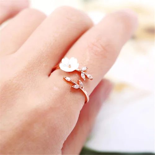 Vista 4 de Journey Studio - Anillo de flores de ramas de cristal artificial ajustable anillo de dedo abierto para mujer Como en la descripción Aleación de zinc