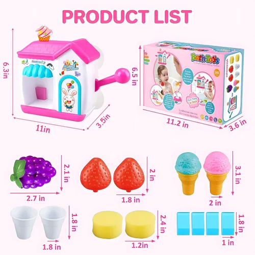 Vista 4 de Juguetes de baño para niños pequeños, juguete de baño para hacer helados, juego de juguetes de pastel de burbujas, regalo para niños, bebés, niños