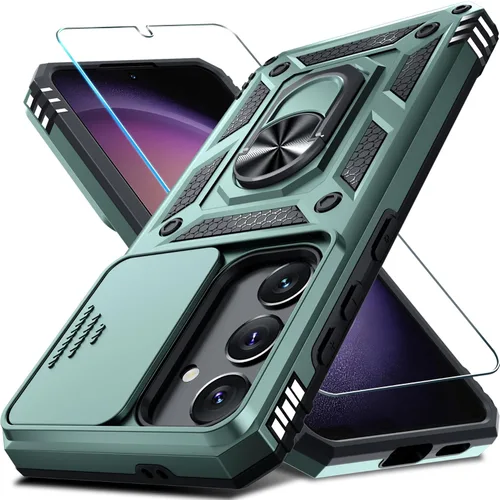 Vista 27 de Janmitta Compatible con Samsung Galaxy S24 FE Funda con Cubierta Deslizante Integrada para Lente de Cámara+Protector de Pantalla+Soporte de Anillo