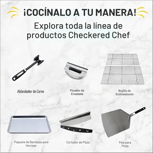 Vista 9 de Herramienta de corte de ensalada Checkered Chef, cuchillo Mezzaluna de acero inoxidable para vegetales