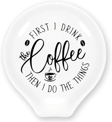 Vista 8 de Soporte para cuchara de café con texto en inglés "I'm Fine", divertido soporte para cucharas de café para amantes de los gatos, amigos, cumpleaños
